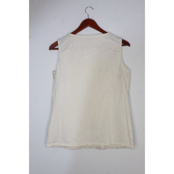 Coldwater Creek Sequin Tank Top Women's M Beige Gray Boho Minimalist Casual - Picture 5 of 13